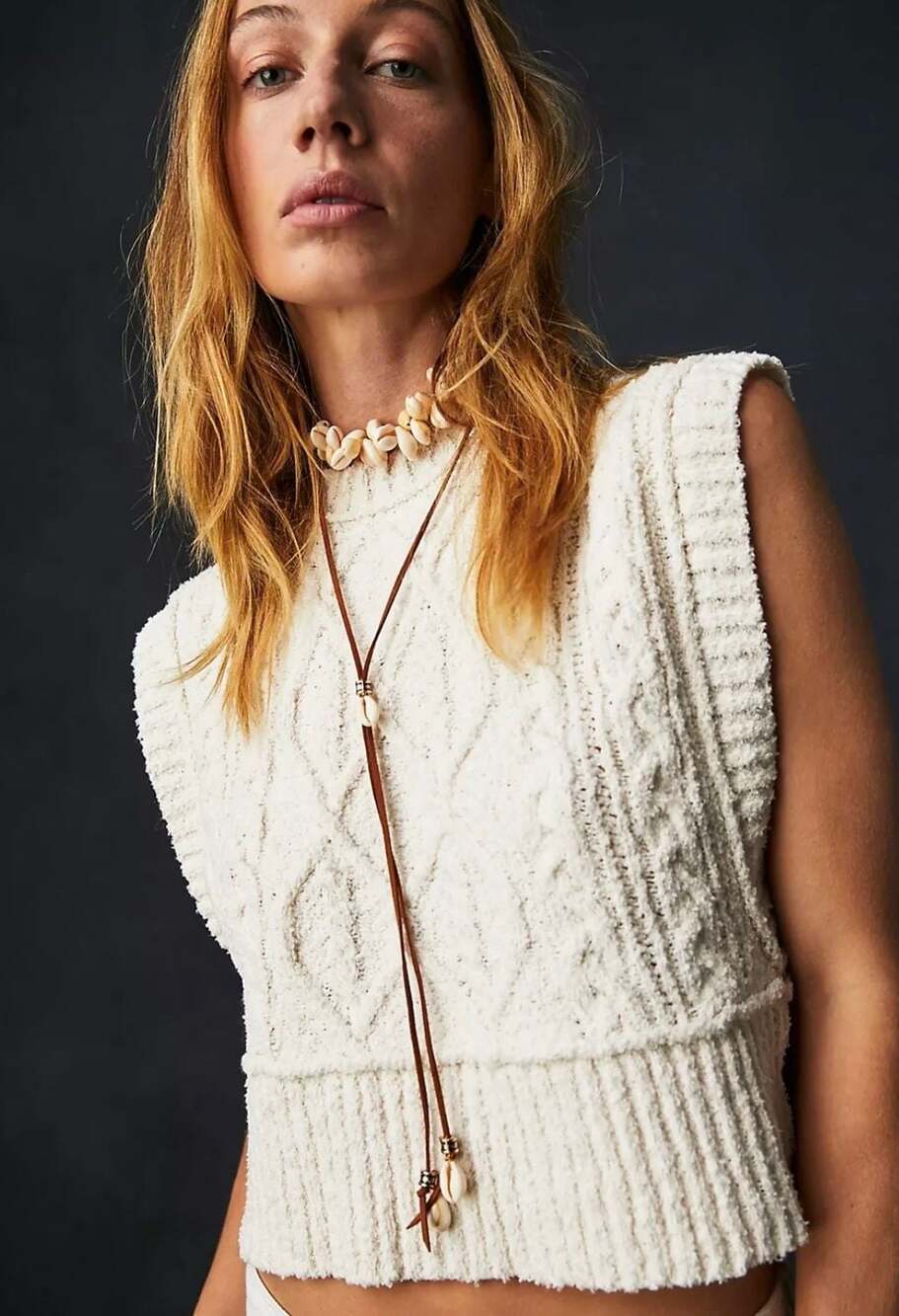 Free People Cable Knit Rowan Sweater Vest